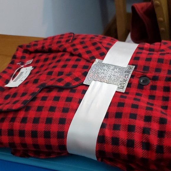 La Vie en Rose Flannel Pajama Set Women's M Checkered (pending) - Picture 4 of 5